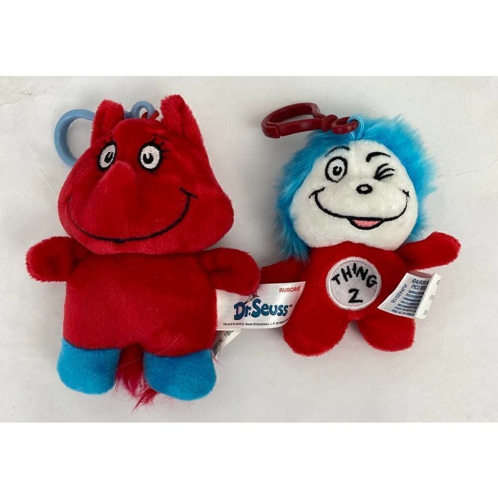 Aurora Dr. Seus Cat in the Hat Plush Key ChainsโFox in Sox and Thing 2